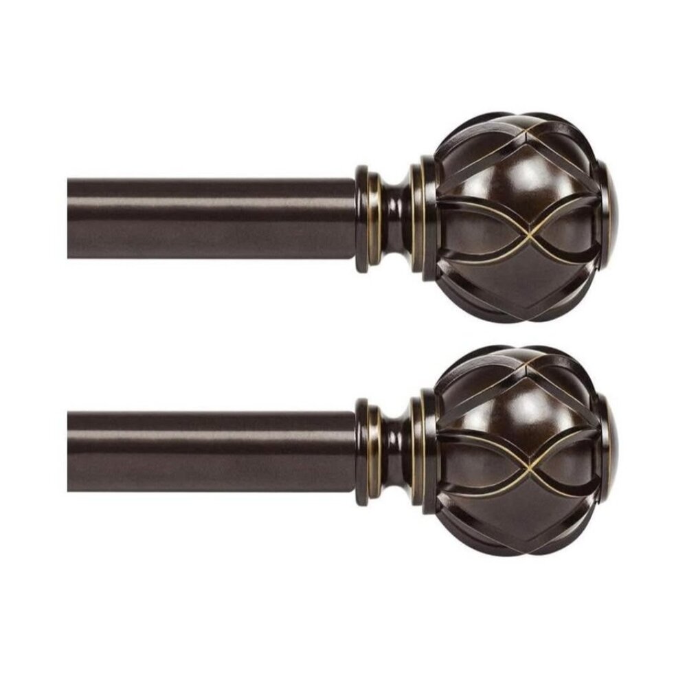 NEW! 2 KAMANINA 1” Curtain Rod Telescoping Single Drapery Rod 28”- 48” BRONZE